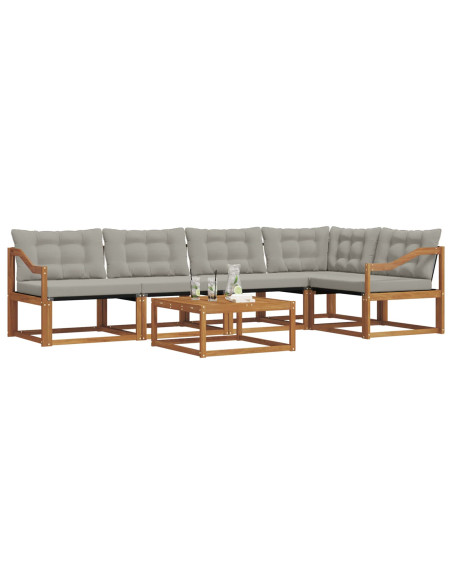 Set di divani con cuscino 6 pcs Grigio Naturale e Chiaro