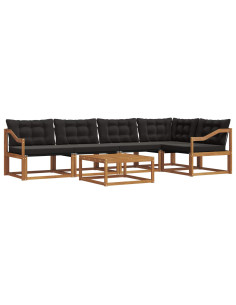 Set di divani con cuscino 6 pcs Naturale e Nero 2