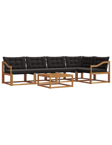 Set di divani con cuscino 6 pcs Naturale e Nero