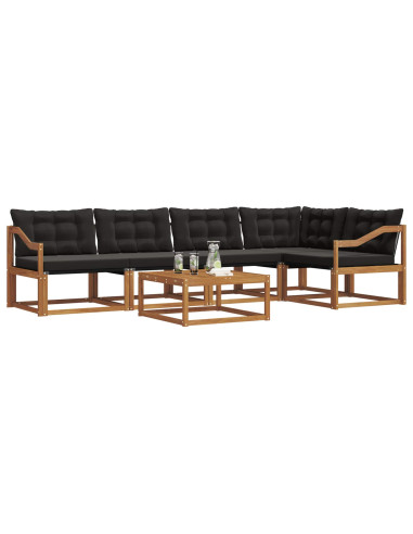 Set di divani con cuscino 6 pcs Naturale e Nero