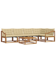 Set di divani con cuscino 6 pcs Naturale e Beige 2