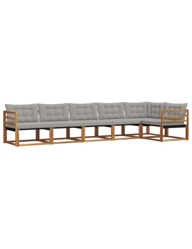 Set di divani con cuscino 6 pcs Grigio Naturale e Chiaro