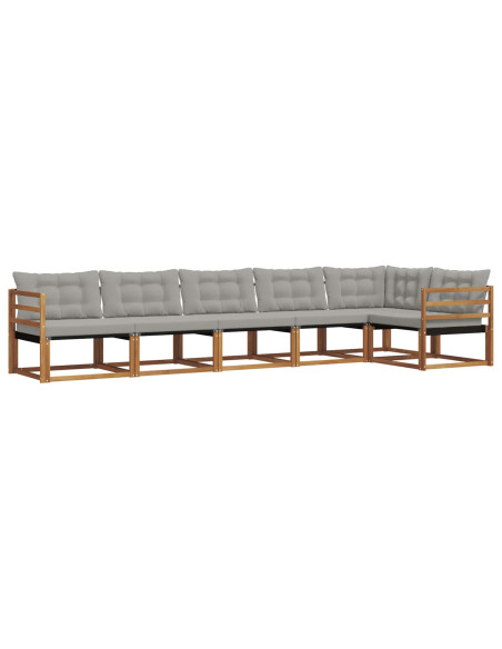 Set di divani con cuscino 6 pcs Grigio Naturale e Chiaro