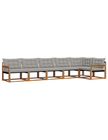 Set di divani con cuscino 6 pcs Grigio Naturale e Chiaro
