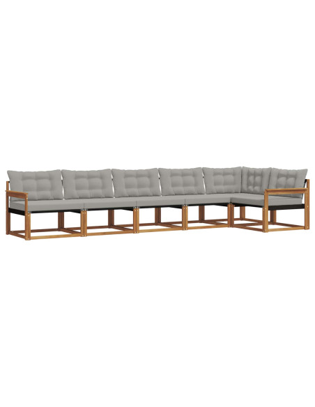 Set di divani con cuscino 6 pcs Grigio Naturale e Chiaro
