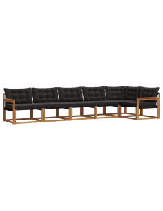 Set di divani con cuscino 6 pcs Naturale e Nero 2