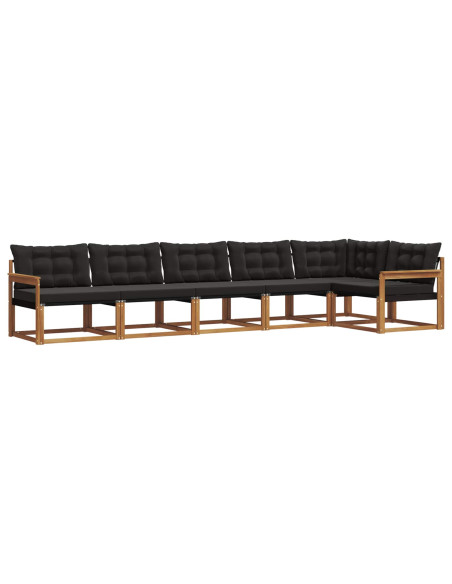 Set di divani con cuscino 6 pcs Naturale e Nero