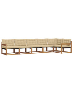 Set di divani con cuscino 6 pcs Naturale e Beige 2