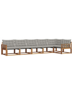 Set di divani con cuscino 6 pcs Grigio Naturale e Chiaro 2