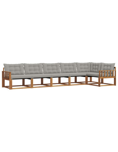 Set di divani con cuscino 6 pcs Grigio Naturale e Chiaro