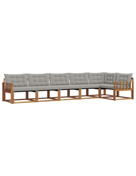 Set di divani con cuscino 6 pcs Grigio Naturale e Chiaro