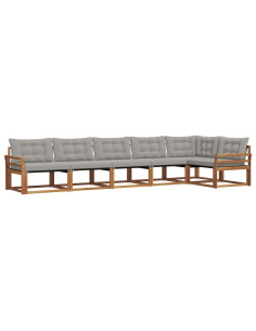 Set di divani con cuscino 6 pcs Grigio Naturale e Chiaro 2