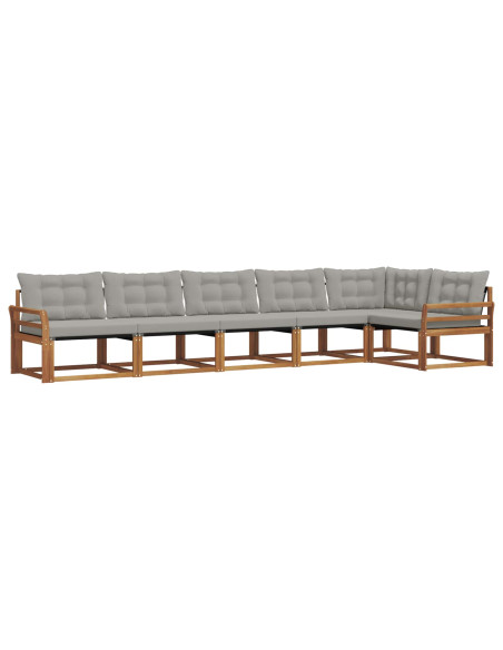 Set di divani con cuscino 6 pcs Grigio Naturale e Chiaro