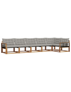 Set di divani con cuscino 6 pcs Grigio Naturale e Chiaro 2