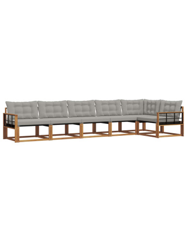 Set di divani con cuscino 6 pcs Grigio Naturale e Chiaro