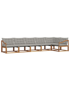 Set di divani con cuscino 6 pcs Grigio Naturale e Chiaro 2