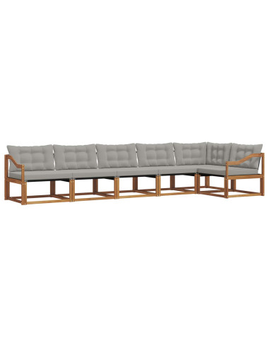 Set di divani con cuscino 6 pcs Grigio Naturale e Chiaro