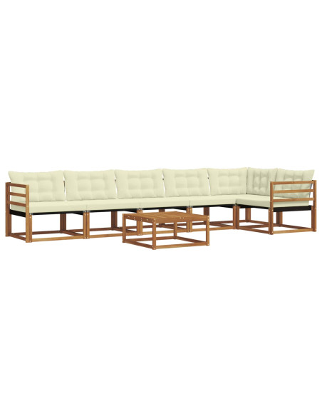 Set di divani con cuscino 7 pcs Naturale e Crema