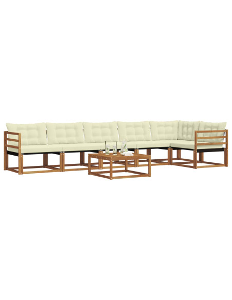 Set di divani con cuscino 7 pcs Naturale e Crema