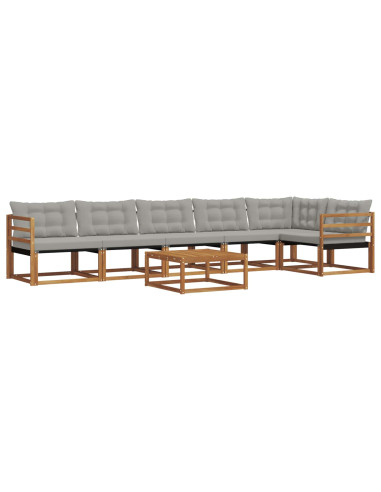 Set di divani con cuscino 7 pcs Grigio Naturale e Chiaro