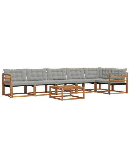 Set di divani con cuscino 7 pcs Grigio Naturale e Chiaro