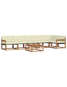 Set di divani con cuscino 7 pcs Naturale e Crema 2