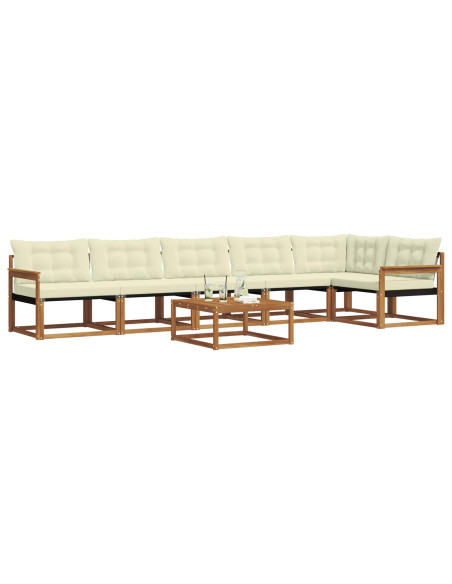 Set di divani con cuscino 7 pcs Naturale e Crema