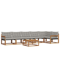 Set di divani con cuscino 7 pcs Grigio Naturale e Chiaro 2