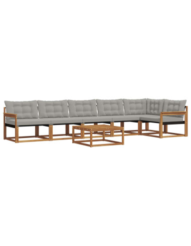 Set di divani con cuscino 7 pcs Grigio Naturale e Chiaro