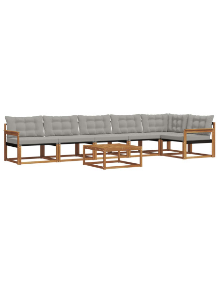 Set di divani con cuscino 7 pcs Grigio Naturale e Chiaro