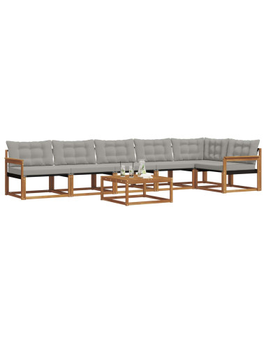 Set di divani con cuscino 7 pcs Grigio Naturale e Chiaro