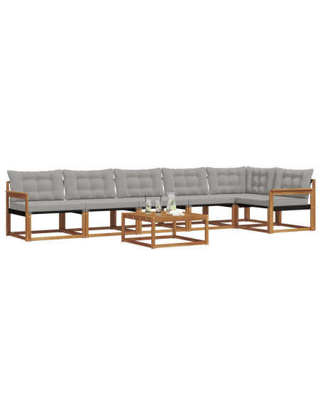 Set di divani con cuscino 7 pcs Grigio Naturale e Chiaro