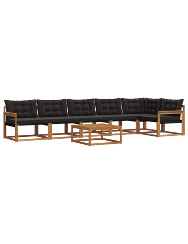 Set di divani con cuscino 7 pcs Naturale e Nero