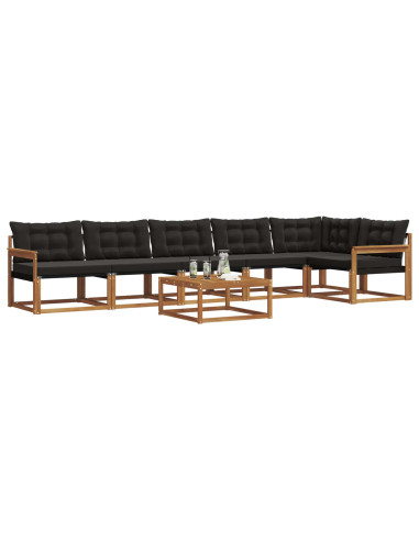 Set di divani con cuscino 7 pcs Naturale e Nero