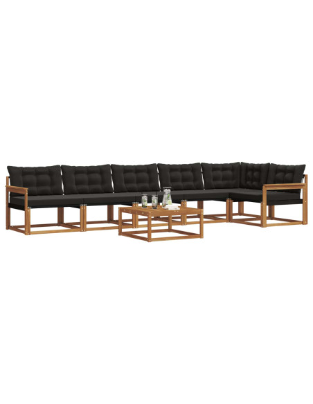 Set di divani con cuscino 7 pcs Naturale e Nero