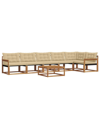Set di divani con cuscino 7 pcs Naturale e Beige