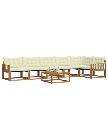 Set di divani con cuscino 7 pcs Naturale e Crema