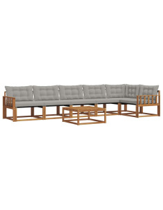Set di divani con cuscino 7 pcs Grigio Naturale e Chiaro 2