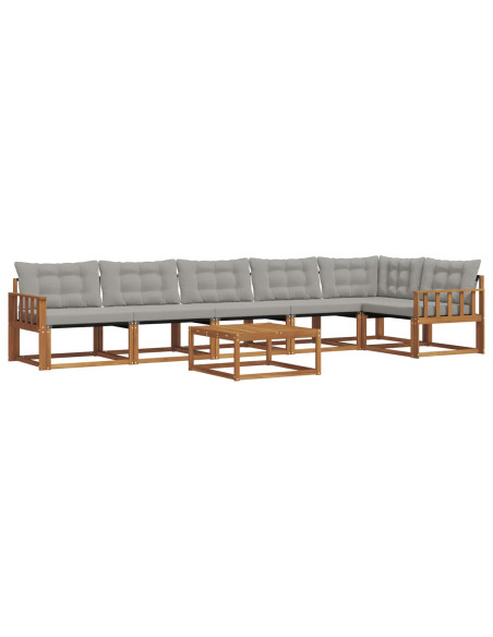 Set di divani con cuscino 7 pcs Grigio Naturale e Chiaro
