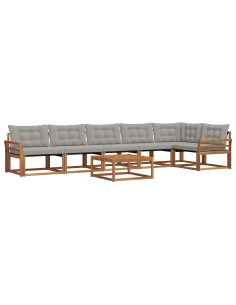 Set di divani con cuscino 7 pcs Grigio Naturale e Chiaro 2