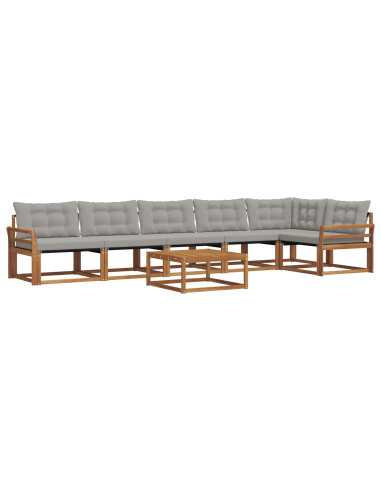 Set di divani con cuscino 7 pcs Grigio Naturale e Chiaro
