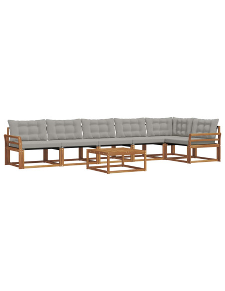 Set di divani con cuscino 7 pcs Grigio Naturale e Chiaro