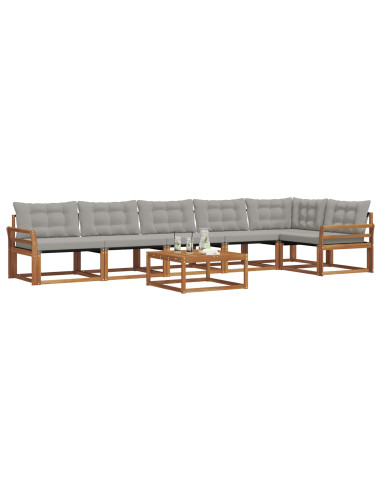 Set di divani con cuscino 7 pcs Grigio Naturale e Chiaro