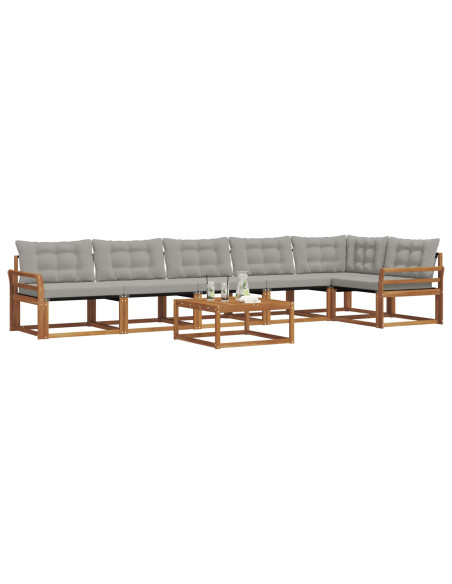 Set di divani con cuscino 7 pcs Grigio Naturale e Chiaro