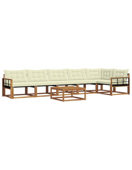 Set di divani con cuscino 7 pcs Naturale e Crema