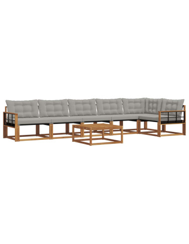 Set di divani con cuscino 7 pcs Grigio Naturale e Chiaro