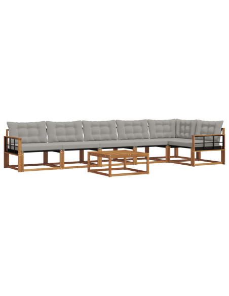 Set di divani con cuscino 7 pcs Grigio Naturale e Chiaro