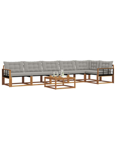 Set di divani con cuscino 7 pcs Grigio Naturale e Chiaro