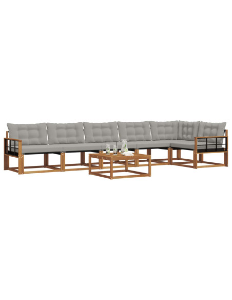 Set di divani con cuscino 7 pcs Grigio Naturale e Chiaro