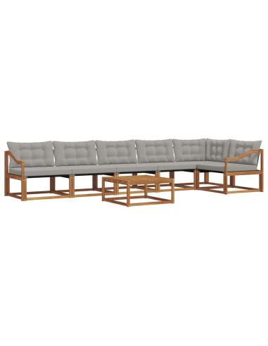Set di divani con cuscino 7 pcs Grigio Naturale e Chiaro